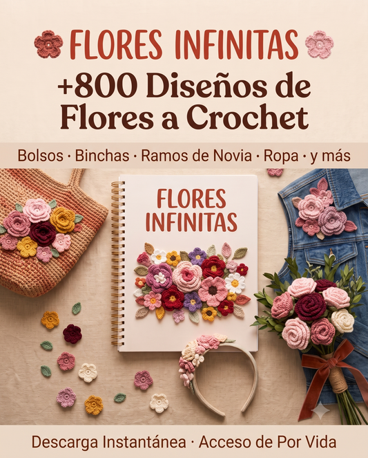 🌸FLORES INFINITAS: Kit +800 Diseños de Crochet + 6 BONOS 🎁