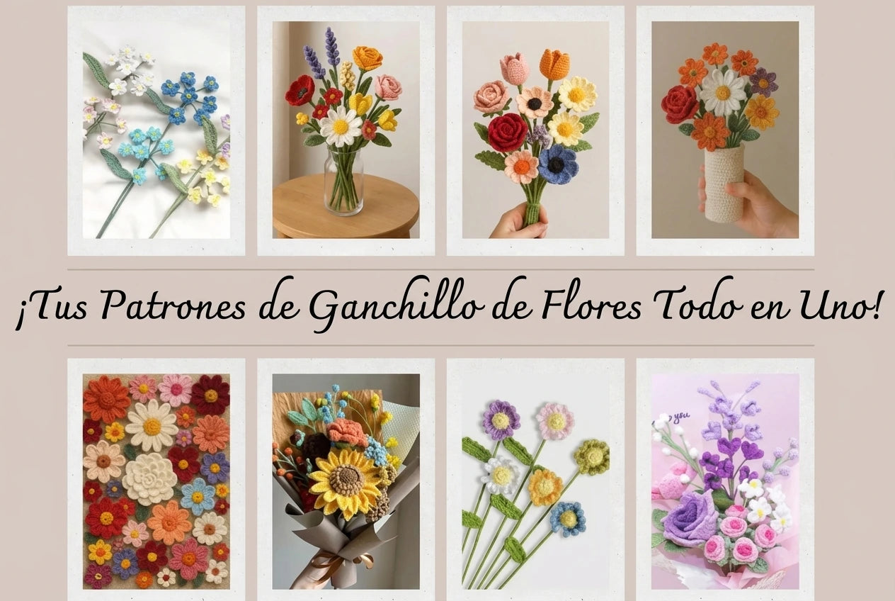 🌸Kit +800 Patrones de Flores a Crochet en Español + 6 BONOS 🎁