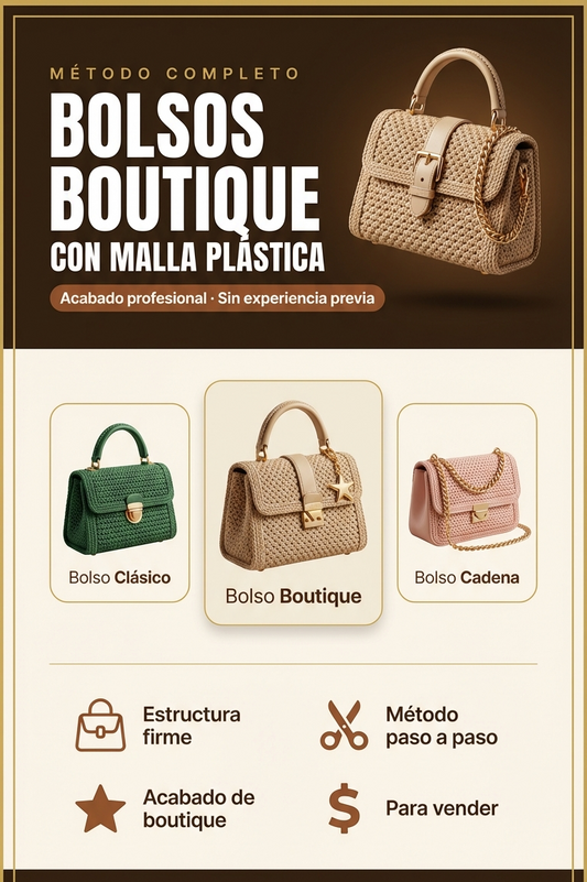Bolsos Boutique con Malla Plástica + 4 BONOS de Regalo 🎁